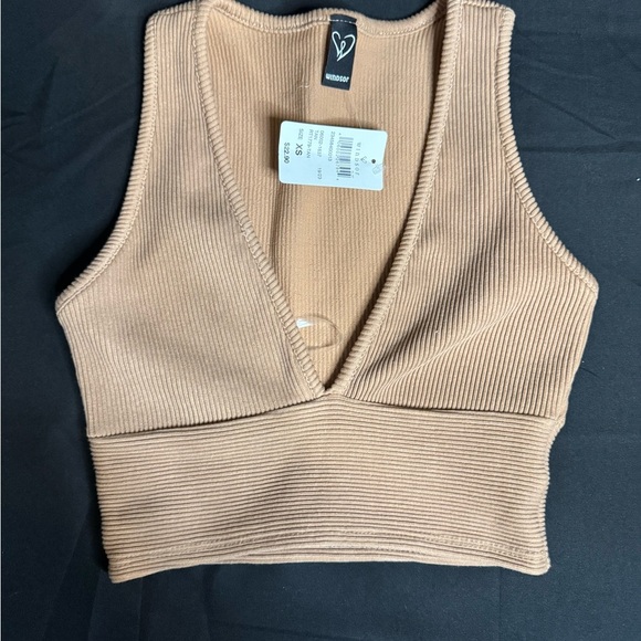 Windsor Tan Ribbed Crop Tank Top - Picture 2 of 7